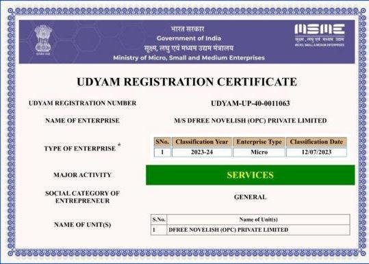 MSME Udyam Registration certificate